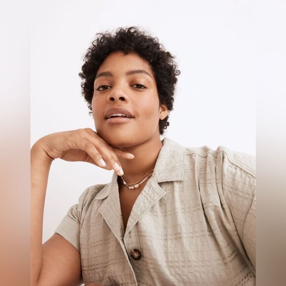 NWT MADEWELL Seersucker Camp Romper in Ashen Sage - Picture 6 of 11